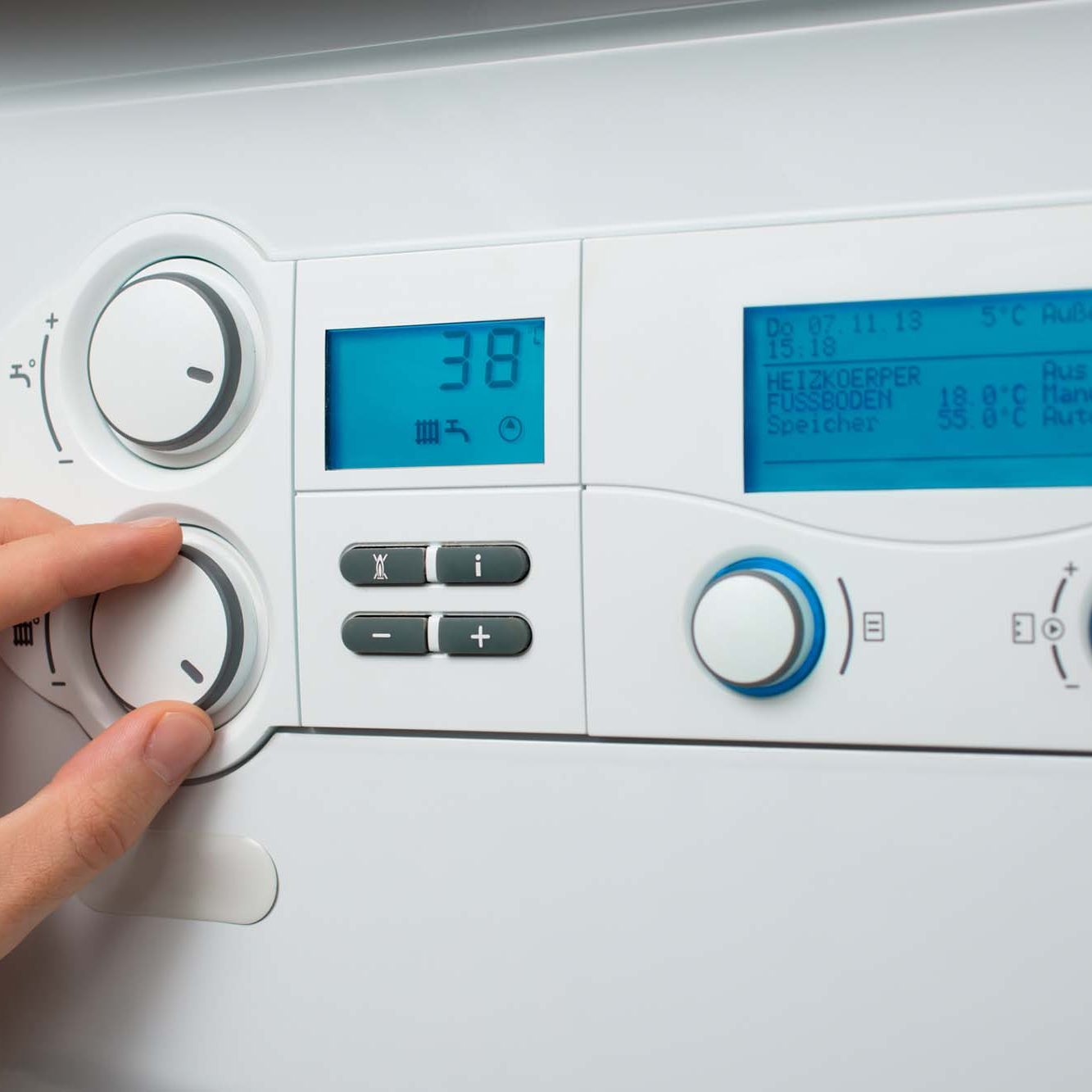 Control panel of the gas boiler for hot water and heating